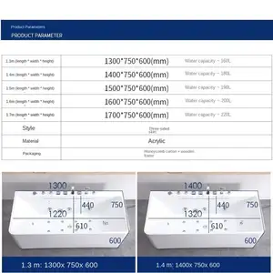 Phòng tắm hình chữ nhật Acrylic bồn tắm jetted bồn tắm xoáy nước miễn phí đứng bồn tắm trong nhà tùy chỉnh gốm bồn tắm