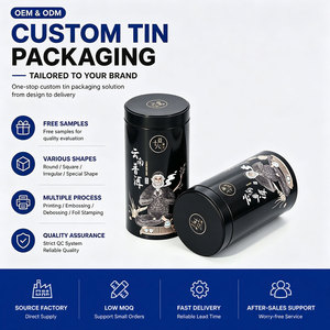 Latas negras de té y café con logotipo personalizado, caja de embalaje de latas de metal con almacenamiento de bolsitas de té, solución de almacenamiento personalizada - Product Image 1
