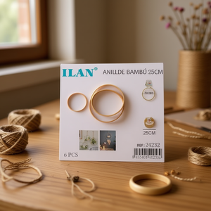 Anello in bambù Ilan 25 cm per decorazioni e artigianato, 6 pezzi - Product Image 3