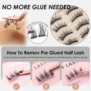 Cils entiers sans colle, logo personnalisé, cils en bande, autocollants, 3D, fibre végétale, faits à la main, sans cruauté, bande en coton réutilisable - Product Image 6