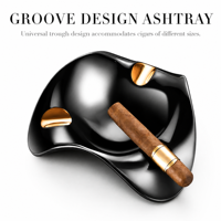 Cendrier en céramique de luxe léger de haute qualité, design vague, trois fentes, support doré, cadeau pour homme, accessoires pour cigares à domicile
