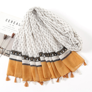 Zifeng OME nuovo fresco <span class=keywords><strong>blu</strong></span> Navy Splicing viaggio crema solare piccolo fiore <span class=keywords><strong>dolce</strong></span> ed elegante cotone lino sentire scialle - Product Image 5