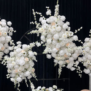 Ensemble de décoration d'arche de fleurs artificielles en soie réaliste crème blanche luxueuse, parfait pour les arrangements floraux de fête de mariage - Product Image 3