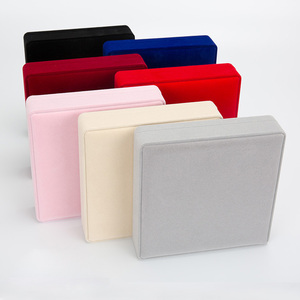 <b>Custom</b> Logo Luxury Plastic Velvet Jewelry Boxes Square Pendant Necklace <b>Ring</b> Earring Packaging Luxury Velvet Gift Jewellery - Product Image 2