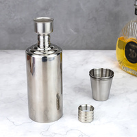 Gourde à whisky personnalisée avec logo, 500 ml, en acier inoxydable, avec 2 verres à shot et étui en cuir PU pour les voyages, le golf et le camping