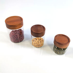 WDF OEM Frascos de vidrio con tapa Envases de vidrio Boîte en verre pot de vidro pot hermetico en verre avec couvercle en bois - Product Image 3