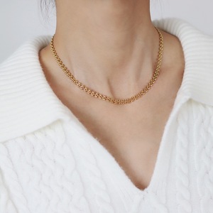 Collier ras du cou empilé en acier inoxydable plaqué or 18 carats pour femme, motif géométrique blé, chaîne tendance pour cadeaux élégants - Product Image 1