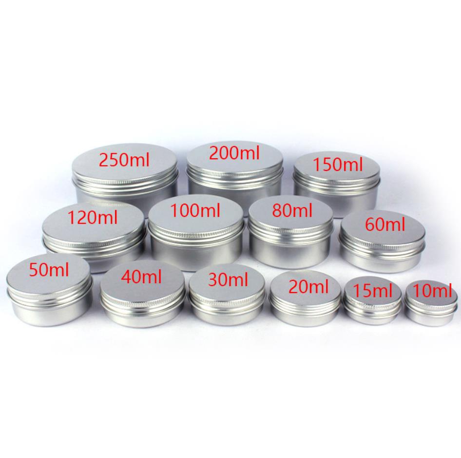 Individuelle runde Aluminium-Schachtel mit Schraubverschluss Glas 10 ml 50 ml 60 ml 100 ml 120 ml 200 ml Metall-Zinndose Seife Lippenbalsam Kosmatische Kerzenbehälter