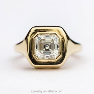 Классическое кольцо-солитер с муассанитом Assecher, из серебра 925 пробы с золотым покрытием, кольцо-сигнет с муассанитом для женщин - Product Image 1