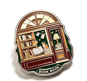 Custom Enamel Cat <b>Pin</b> Metal <b>Badge</b> Book Nook Cartoon Emblem for Bags Jackets Hats Gift - Product Image 3