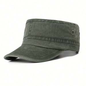 Chapeau de soleil décontracté pour homme, style vintage, en coton lavé, à calotte plate, idéal pour l'été – Nouvelle collection très prisée - Product Image 6