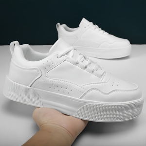 Chaussures de skate décontractées haut de gamme pour hommes avec semelle épaisse en cuir blanc et design ventilé ajouter aux chaussures de <span class=keywords><strong>sport</strong></span> décontractées - Product Image 3