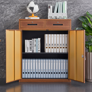 Classeur moderne en métal de couleur <span class=keywords><strong>bois</strong></span> avec 2 tiroirs et étagères armoire de rangement réglable en acier pour bureau - Product Image 5
