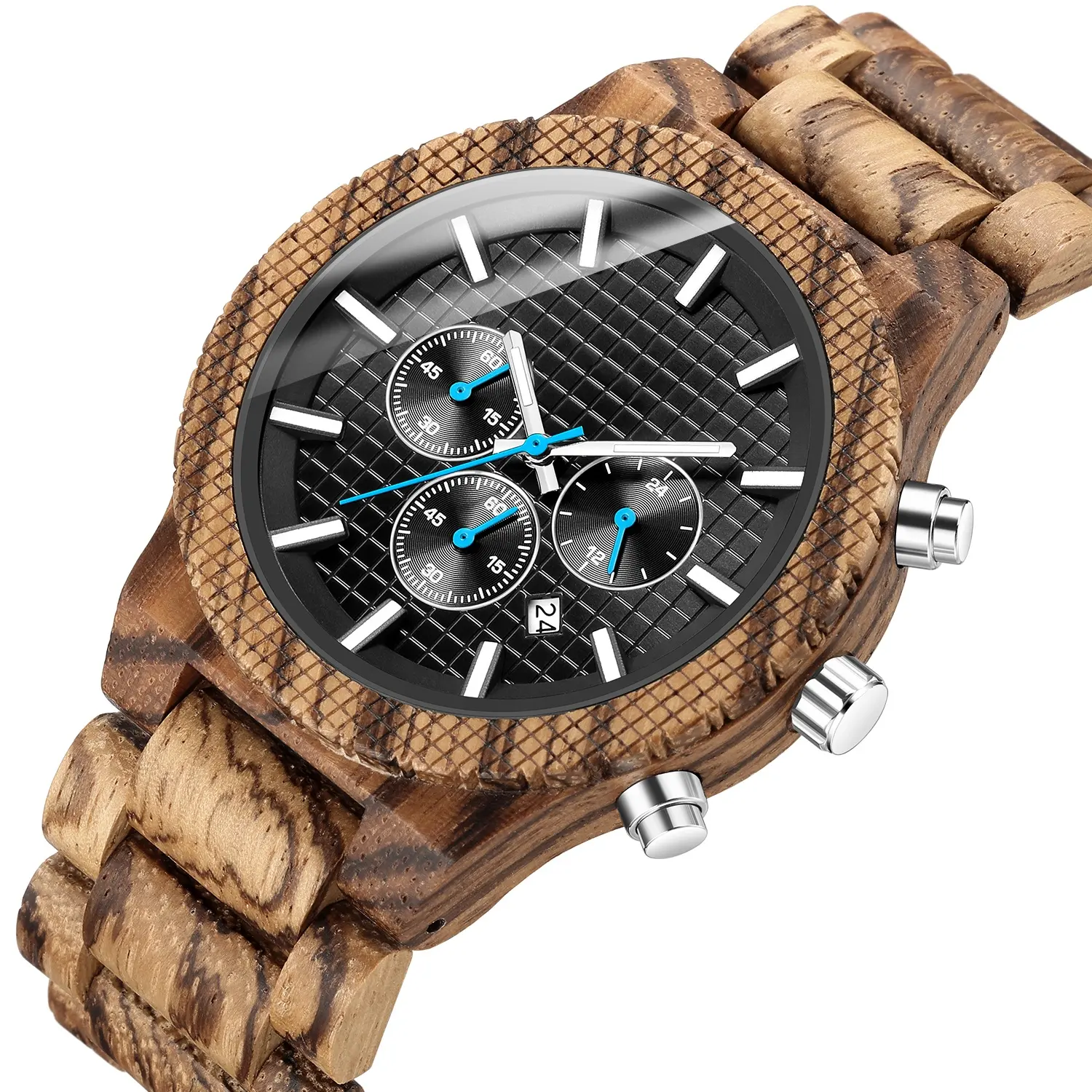 Eco-vriendelijke Hout Horloge Classic Chronograaf Mannen Horloge Verjaardag Cadeau Aan Mannen