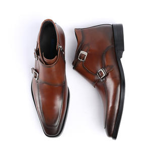 Chaussures en cuir ajourées - Chaussures brogues en cuir véritable pour hommes avec semelle épaisse - Chaussures décontractées respirantes pour hommes - Product Image 3