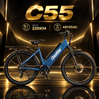 Vélo électrique cargo Chamrider avec frein à disque hydraulique, 48V 55Ah, pneus anti-crevaison 26x3.0, couple de 80Nm, vélo électrique à cadre bas C 55