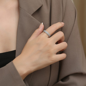 Trendy Korean style popular fashion pearl sand <b>titanium</b> steel <b>ring</b> for women, suitable for everyday commuting and understated lu - Product Image 2