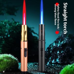 Trendy Portable Metal Lighter Personalized Long Straight Windproof Design for Outdoor Cigar Baking Welding <b>Spray</b> Gun Giveaways - Product Image 3