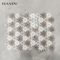 Carrelage mosaïque Hasin Waterjet, épaisseur 7 mm, finition brillante, imperméable, pierre naturelle, pour projets commerciaux, murs de salle de bain, extérieur