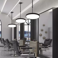Lustre de bureau rond de taille moyenne à LED à hauteur réglable et intensité variable pour salons de coiffure, restaurants, hôtels et espaces commerciaux