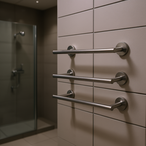 Porte-serviettes mural en acier inoxydable, 2 barres, 60 cm, design minimaliste pour salle de bain - Product Image 2