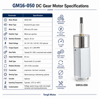 Motor DC 050 Berkinerja Tinggi dengan Sikat Karbon DC 6V, 12V, 24V 16mm Gearbox Logam Bundar Standar untuk Pompa Peristaltik Miniatur