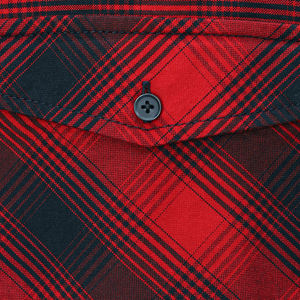 Camisa informal de manga larga para hombre, elegante, de alta calidad, color rojo y negro, 100% algodón teñido en hilo - Product Image 5