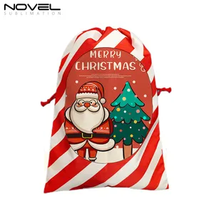 Personal isierte wieder verwendbare beste Geschenk für Weihnachten Paket Lagerung Baumwolle Leinen Santa Bag mit Kordel zug präsentiert Sublimation Blank Sack