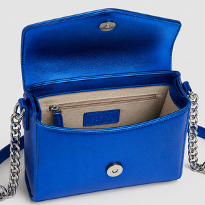 Bolso Bandolera Metálico Brillante con Detalle de Patrón 3D, Correa de Cadena Moderna, Bolso de Hombro para Mujer, para Fiestas y Salidas Nocturnas, Seis Colores - Product Image 4