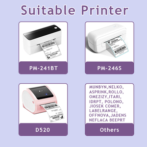 Phomemo Taille 4x6 ''Étiquettes D'expédition FanFold Papier 241BT 246S D520 DYMO 4XL Zebra <span class=keywords><strong>Munbyn</strong></span> pour LOGO Barcode - Product Image 2