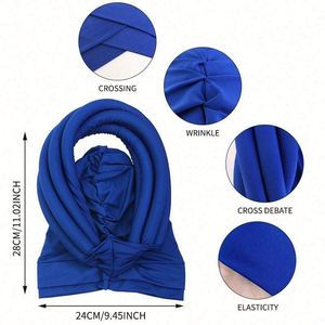 Nouveau style tendance : Turban pré-noué à cinq tresses, accessoires pour femmes africaines, couleur unie, personnalisable, en polyester extensible - Product Image 5