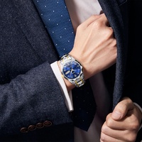 Jam tangan bisnis pria, arloji mewah tali Stainless Steel gerakan quartz rekreasi luar ruangan Quartz untuk lelaki