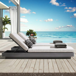 Moderno esterno doppia Chaise-Chaise-Lounge impermeabile in alluminio lettino <span class=keywords><strong>per</strong></span> piscina <span class=keywords><strong>spiaggia</strong></span> Hotel ponte cortile Villa come <span class=keywords><strong>spiaggia</strong></span> Daybed - Product Image 1