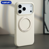 Coque de téléphone VAWI S075 avec béquille rotative à 360 degrés, en silicone liquide, pour iPhone 17 16 15 14 13 Pro Max Plus