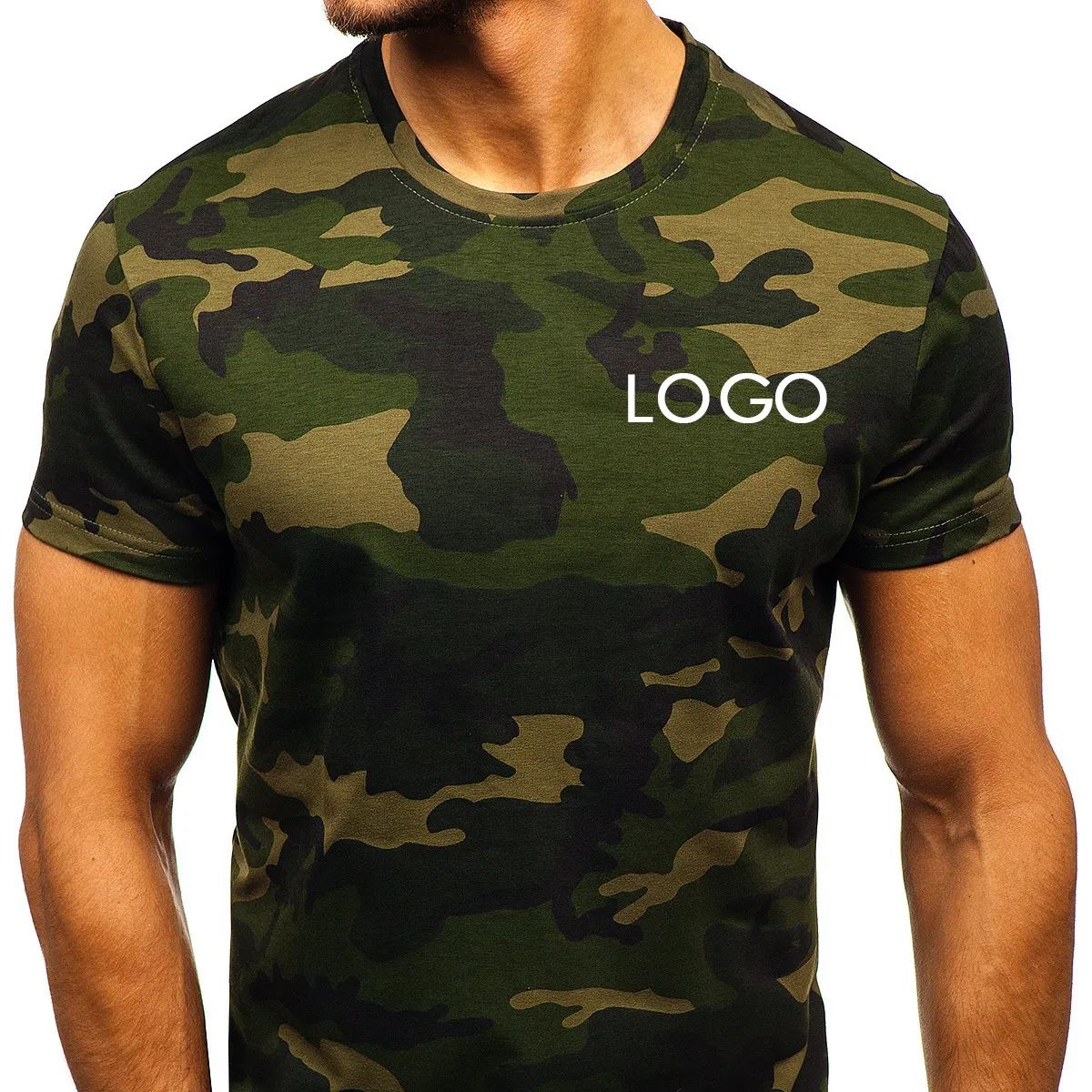 도매 여름 사용자 정의 로고 인쇄 디자인 인과 위장 사용자 정의 스티치 T 셔츠 스포츠 남성용 티셔츠