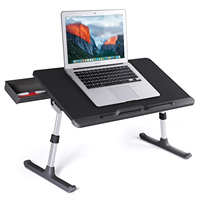 Oem Kwaliteit Lederen Boek Stand Verstelbare Laptop Bureau Studie Tafel Bed Lade Sofa Zwart Computer Bureau