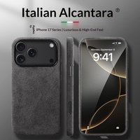 Étui de protection magnétique en suède avec porte-cartes, coque de luxe en Alcantara pour iPhone 16/16 Pro/16/17 Pro Max, vente en gros usine