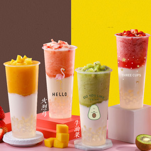 Custom Logo 360Ml 500Ml 700Ml 1000Ml Wegwerp Dikke Smoothie Pp Heldere Vorst <span class=keywords><strong>Plastic</strong></span> Bubble Boba Melk Theekop Met Deksel