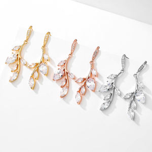 ROKOL EP1111 2025 Vente en gros de bijoux fins Boucles d'oreilles pour femmes Boucles d'oreilles en forme de branche avec zircone cubique Boucles d'oreilles plaquées or 18 carats pour femmes - Product Image 2