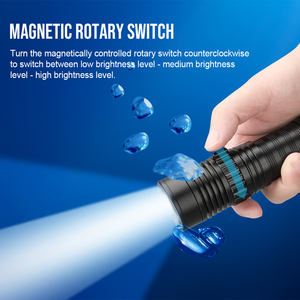 مصباح غوص DF006 من سبائك الألومنيوم مع مفتاح دوار مغناطيسي، كشاف محمول 32650، مصباح غوص IPX8/IP67 بقوة 2350 لومن حاصل على شهادة CE - Product Image 3