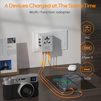 Adaptador de viaje mundial PD65w, toma de corriente eléctrica, adaptador de enchufe de viaje europeo, toma de corriente Universal con 5 USB tipo C