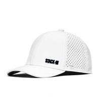 Custom 3D Embroidery Logo 6 Panel 100% Polyester Baseball Hat,White Laser Cut Perforated Dad Hat,Waterproof Sport Baseball Cap