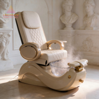 Fauteuil de pédicure personnalisable beige chaud avec massage des pieds, brume, bain à remous et design en fibre de verre réglable