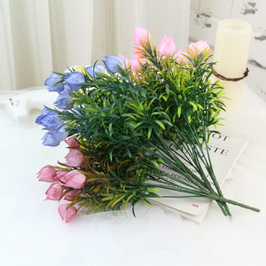 Single Stem Artificial <b>Flower</b> 7 Fork Plastic Lantern Grass Floral <b>Wall</b> Decoration Plant Bonsai Accessories - Product Image 3