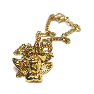 <span class=keywords><strong>Collana</strong></span> da Uomo Hip Hop alla Moda in Acciaio Inossidabile Catena Cubana 3mm Placcata Oro <span class=keywords><strong>con</strong></span> Ciondolo Angelo Bambino <span class=keywords><strong>con</strong></span> Ali - Product Image 1