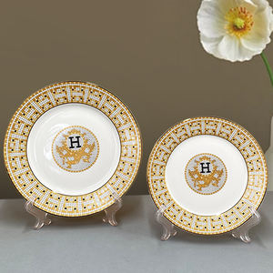 高級ゴールドディナープレートガラスチェンジャーサービスプレート装飾サラダデザートセラミック充電器プレート結婚式の装飾 - Product Image 6