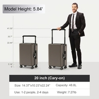 Valise à roulettes de 20 pouces de large, valise rigide en ABS PC personnalisée, serrure TSA avec port de charge USB