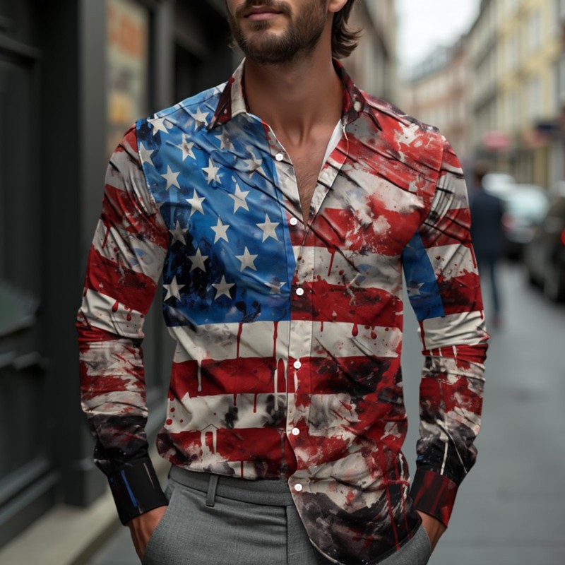 New Mens USA National Flag Shirt