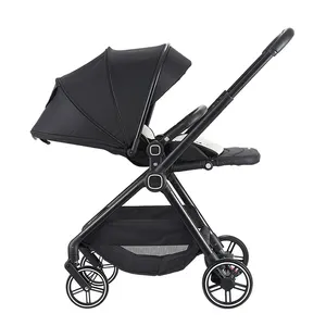 2024 Japanese 3-in-1 Foldable Stroller Reversible Baby Stroller for 3 Year Olds Made of Durable Polyester PU Wheels