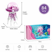 Set de 84 Bloques de Construcción de Medusas Personalizados, Modelo 3D DIY, Juguete de Construcción con Carcasa Translúcida y Luz, Ladrillos STEM, Marca Privada
